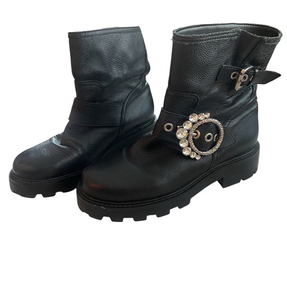 Karl Lagerfeld Shoes - Karl Lagerfeld Paris womens Lug-sole Marceau Crystal combat black boots size 8